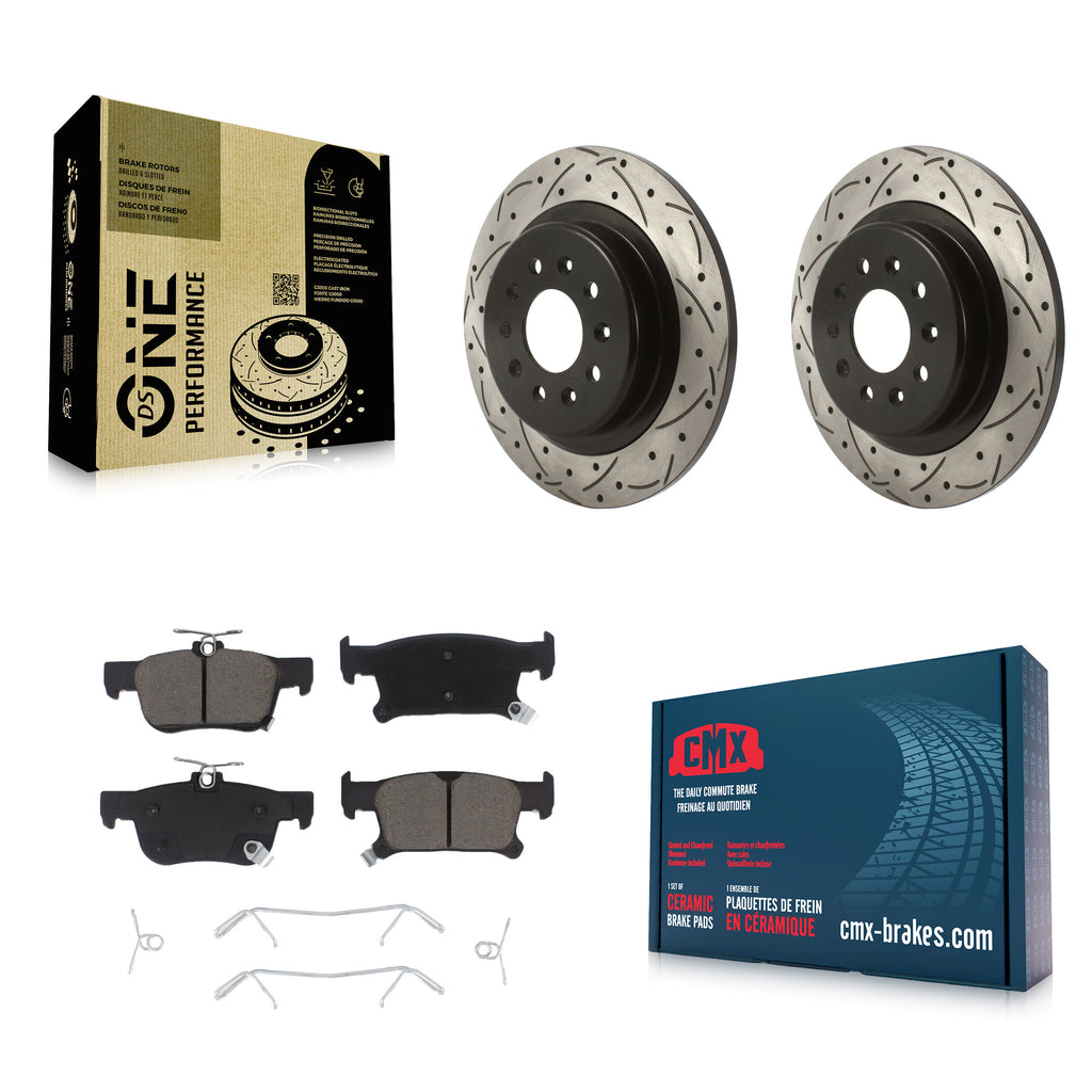 Rear Coated Drilled Slotted Disc Brake Rotors Ceramic Pad Kit For Buick Envision