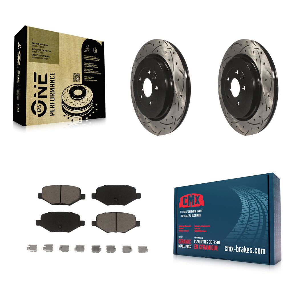 Rear Drill Slot Brake Rotor Ceramic Pad Kit For Ford Explorer Police Interceptor