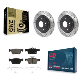 Rear Coated Drilled Slotted Disc Brake Rotor And Ceramic Pad Kit For Honda Civic