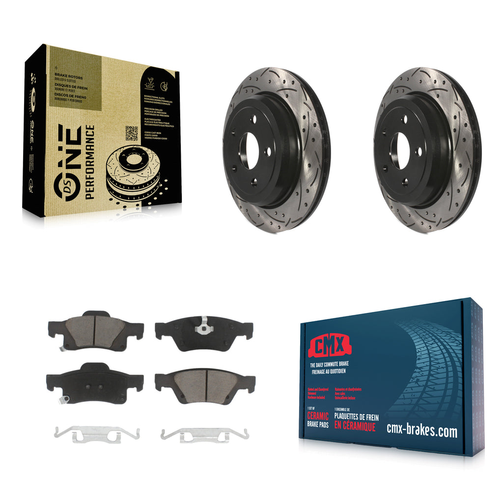 Rear Drilled Slot Brake Rotor & Ceramic Pad Kit For Jeep Grand Cherokee Dodge WK