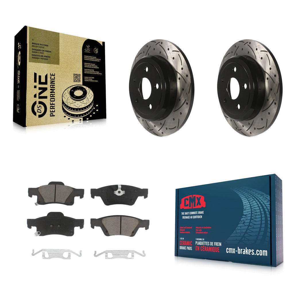 Rear Drilled Slot Disc Brake Rotor Ceramic Pad Kit For Jeep Grand Cherokee Dodge