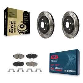Rear Coated Drilled Slotted Disc Brake Rotors & Ceramic Pad Kit For Ford Mustang
