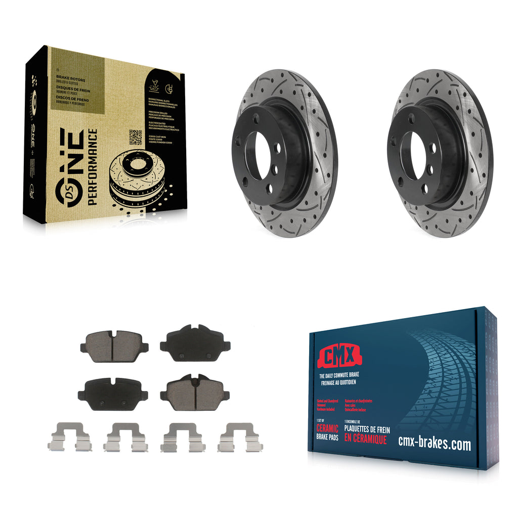 Rear Drilled Slot Brake Rotor Ceramic Pad Kit For Mini Cooper Countryman Paceman