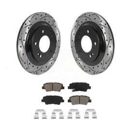 Rear Drilled Slot Brake Rotor Ceramic Pad Kit For Kia Optima Hyundai Sonata Soul