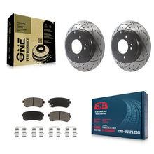 Charger l'image dans la galerie, Rear Drilled Slot Disc Brake Rotor Ceramic Pad Kit For Hyundai Sonata Tucson Kia