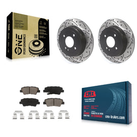 Rear Coat Drill Slot Disc Brake Rotor Ceramic Pad Kit For Hyundai Accent Kia Rio