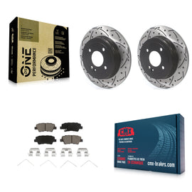 Rear Coat Drill Slot Disc Brake Rotor Ceramic Pad Kit For Hyundai Accent Kia Rio
