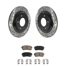 [Rear] 2016 Kia Optima LX/EX/LX 1.6T Performance Drilled & Slotted Brake Rotor & Ceramic Pads Kit For Max Braking