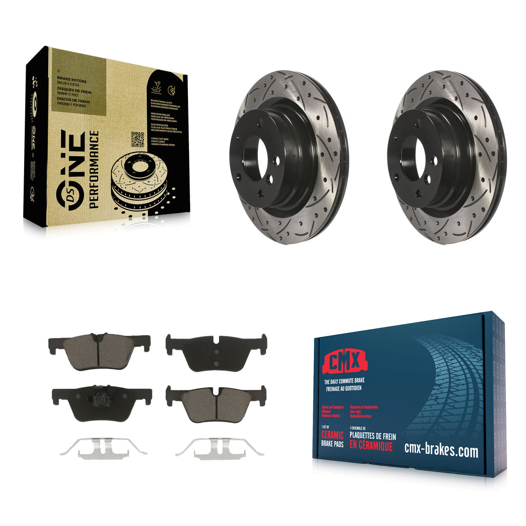 Rear Drilled Slot Brake Rotor & Ceramic Pad Kit For BMW 328i 320i 428i 228i 230i
