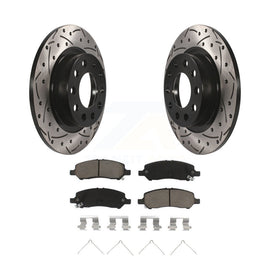 [Rear] 2013-2016 Dodge Dart Performance Drilled & Slotted Brake Rotor & Ceramic Pads Kit For Max Braking