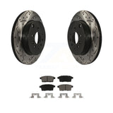 [Rear] 2007-2015 Mazda CX-9 Performance Drilled & Slotted Brake Rotor & Ceramic Pads Kit For Max Braking