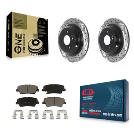Rear Coated Drilled Slotted Disc Brake Rotor Ceramic Pad Kit For Hyundai Genesis