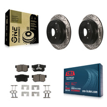 Charger l'image dans la galerie, Rear Coated Drill Slot Disc Brake Rotor Ceramic Pad Kit For Honda CR-V Acura RDX