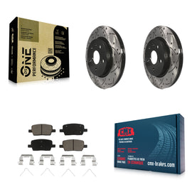 Rear Drilled Slot Brake Rotors Ceramic Pad Kit For Chevrolet Camaro Cadillac CT6