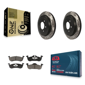 Rear Drilled Slot Disc Brake Rotor & Ceramic Pad Kit For Ford Expedition Lincoln