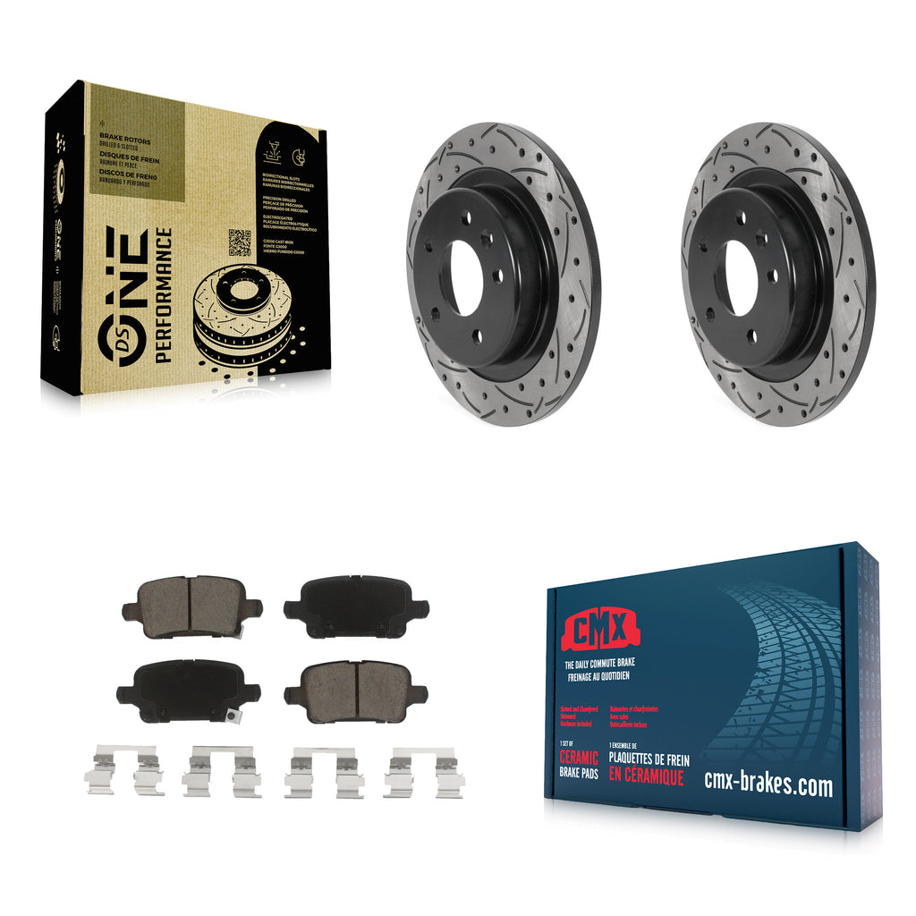 Rear Drilled Slot Brake Rotor & Ceramic Pad Kit For Chevrolet Equinox Malibu GMC