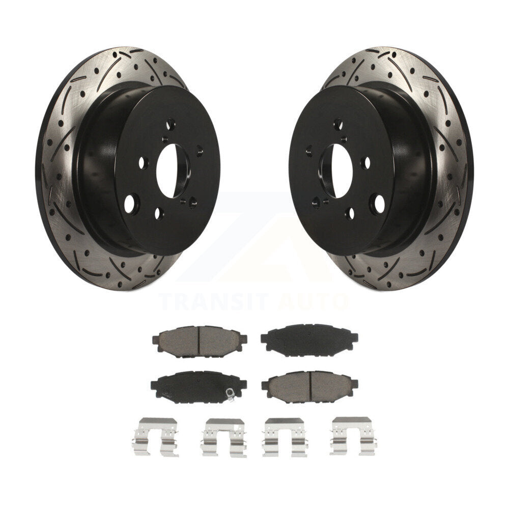 Rear Drill Slot Disc Brake Rotors Ceramic Pad Kit For Subaru Forester Impreza XV