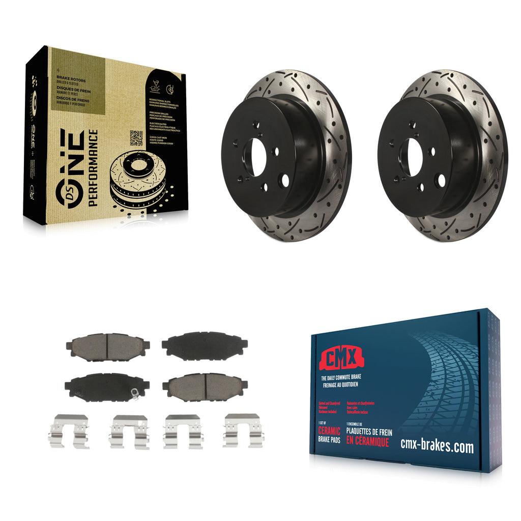 Rear Drill Slot Disc Brake Rotors Ceramic Pad Kit For Subaru Forester Impreza XV