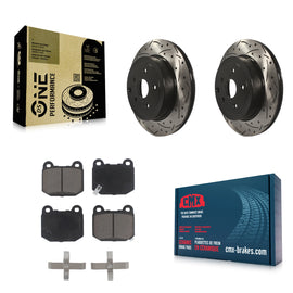 Rear Coat Drill Slot Disc Brake Rotor Ceramic Pad Kit For Subaru Impreza WRX STI