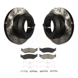 Rear Drilled Slot Brake Rotor Ceramic Pad Kit For Ford F-450 Super Duty F-550 IC