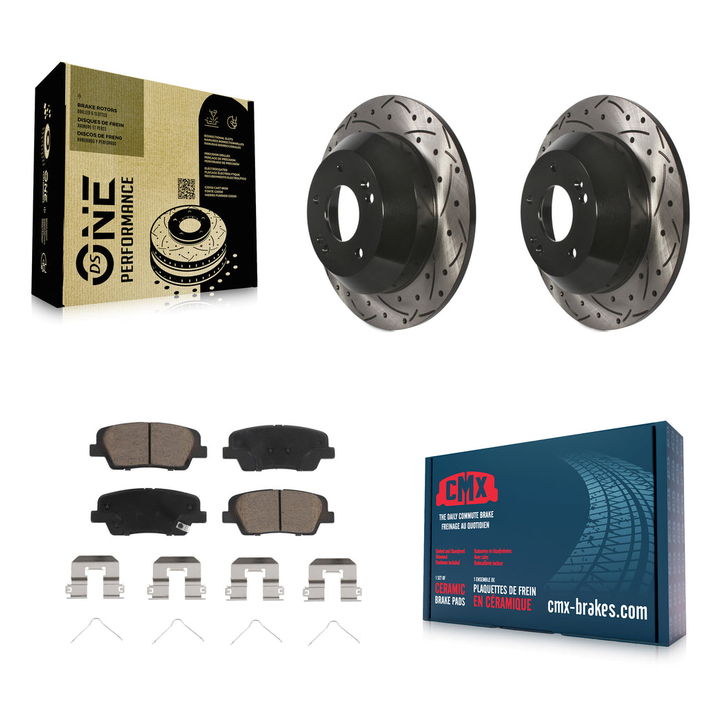 Rear Drill Slot Brake Rotors Ceramic Pad Kit For Kia Sorento Hyundai Santa Fe XL