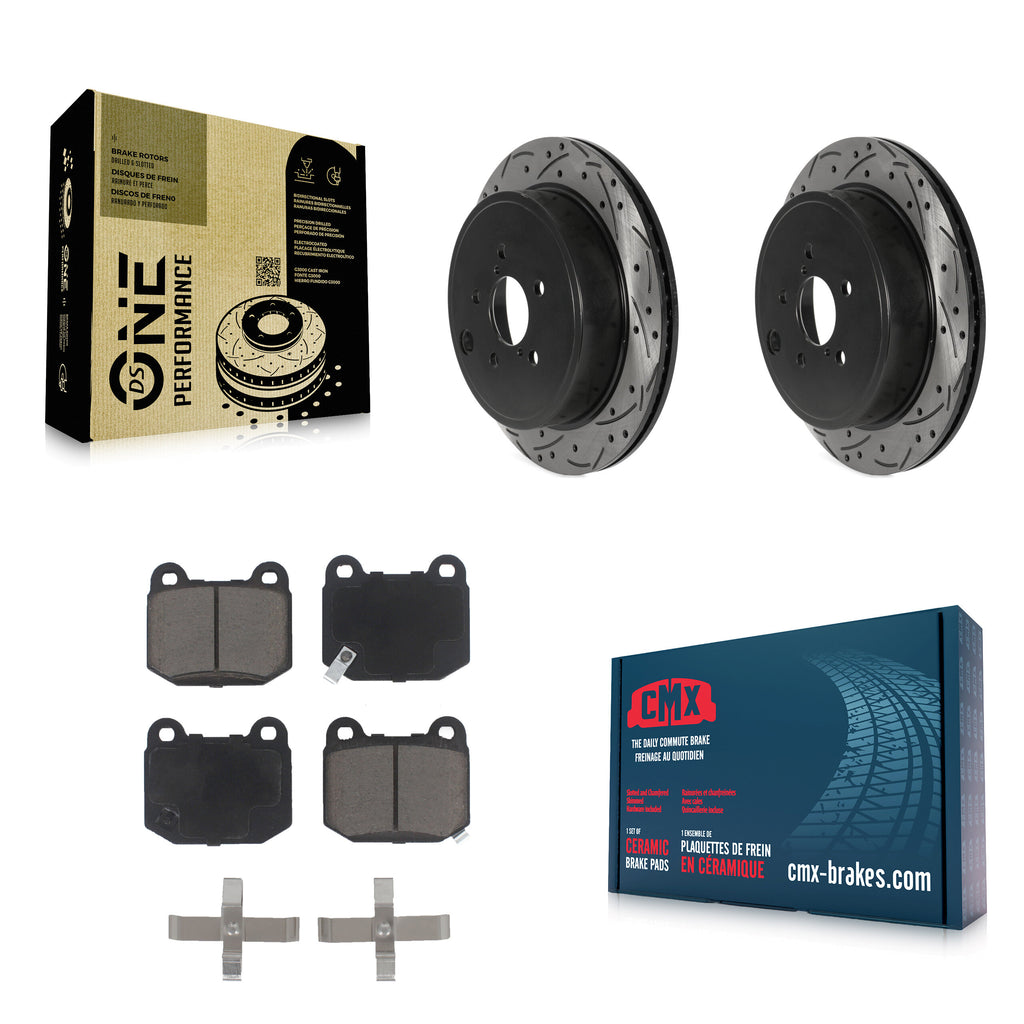 Rear Coated Drill Slot Disc Brake Rotor Ceramic Pad Kit For Subaru BRZ Toyota 86