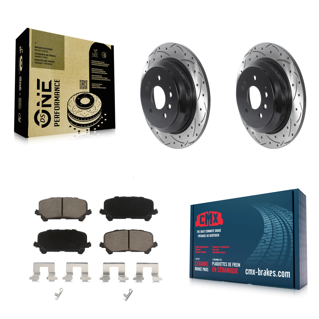 Rear Drilled Slot Brake Rotor Ceramic Pad Kit For Honda Pilot Ridgeline Passport