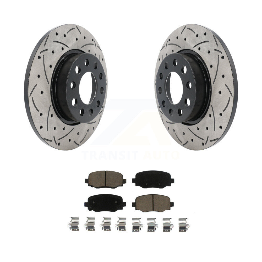 Rear Drilled Slot Disc Brake Rotor & Ceramic Pad Kit For Jeep Renegade Fiat 500X