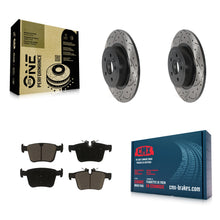 Charger l'image dans la galerie, [Rear] 16-19 Land Rover Range Evoque Performance Drilled &amp; Slotted Brake Rotor &amp; Ceramic Pads Kit For Max Braking