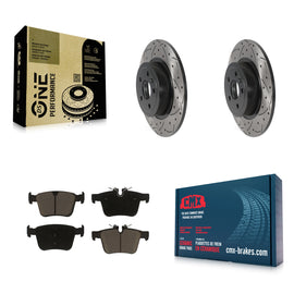 [Rear] 16-19 Land Rover Range Evoque Performance Drilled & Slotted Brake Rotor & Ceramic Pads Kit For Max Braking