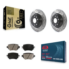 Load image into Gallery viewer, [Rear] 2016-2018 Audi Q3 Quattro Performance Drilled &amp; Slotted Brake Rotor &amp; Ceramic Pads Kit For Max Braking
