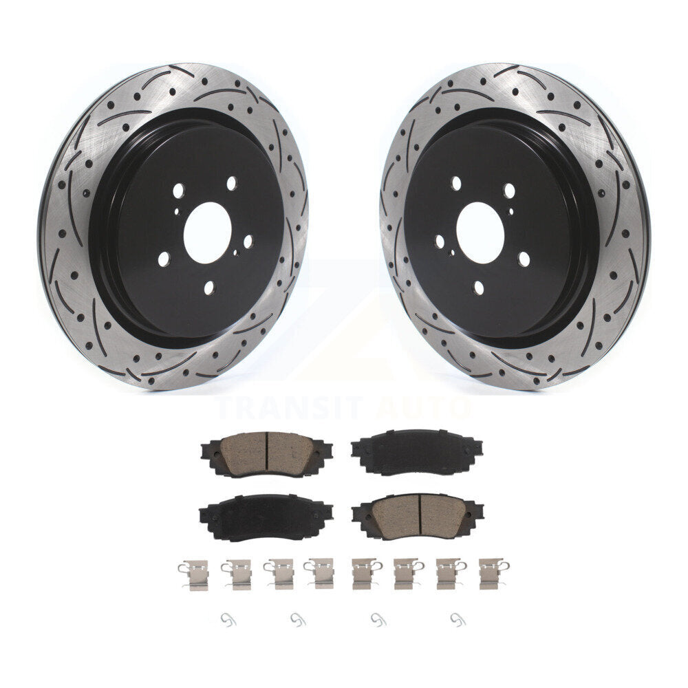 Rear Drilled Slot Disc Brake Rotor Ceramic Pad Kit For Lexus RX350 RX450h RX350L