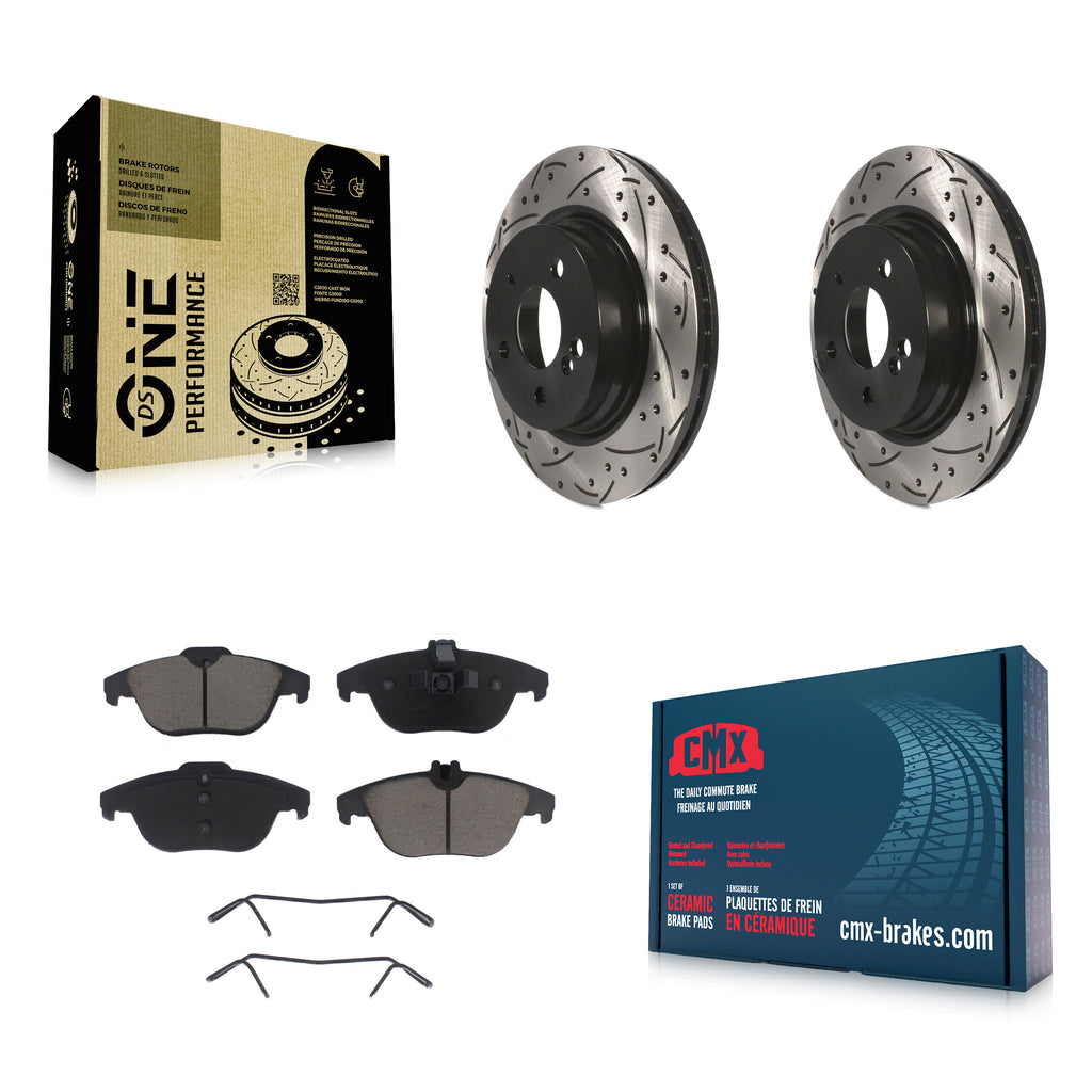 Rear Drilled Slot Brake Rotor & Ceramic Pad Kit For Mercedes-Benz E350 C250 C300