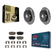 Charger l'image dans la galerie, Rear Coated Drilled Slotted Disc Brake Rotors &amp; Ceramic Pad Kit For Toyota Camry