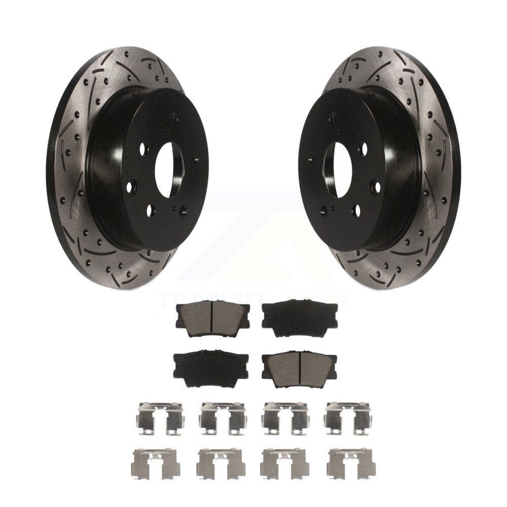 Rear Drilled Slot Disc Brake Rotors Ceramic Pad Kit For Toyota RAV4 Lexus HS250h