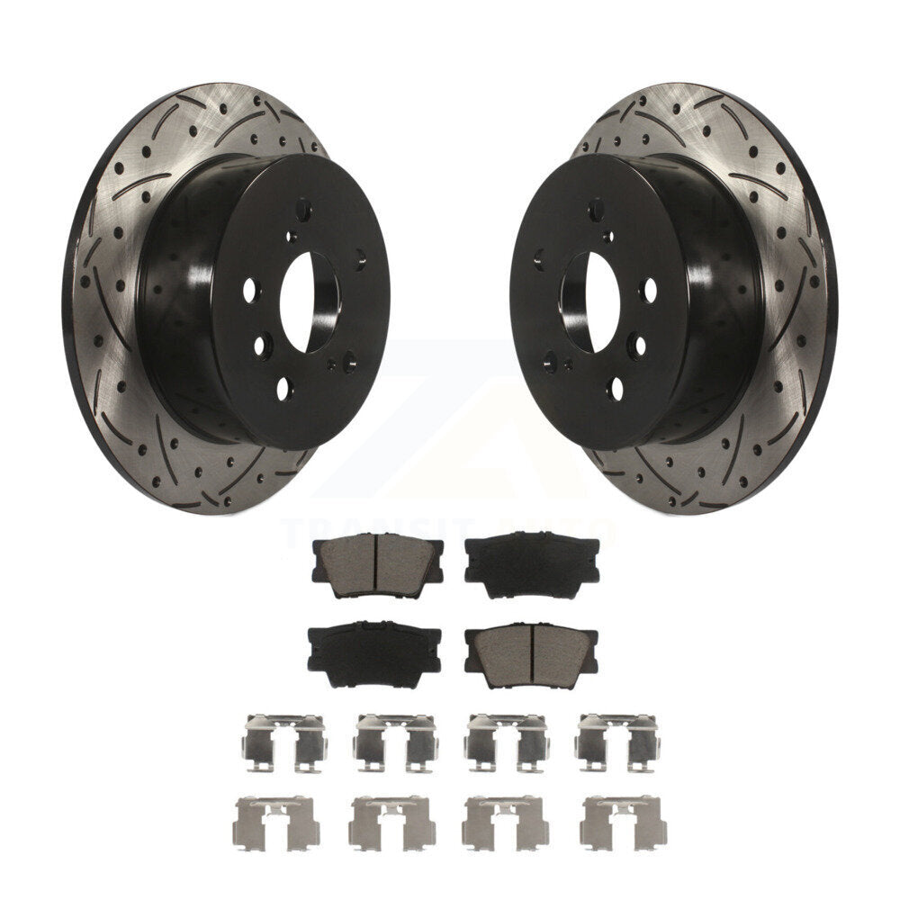 Rear Drill Slot Brake Rotors Ceramic Pad Kit For Toyota Camry Lexus ES350 Avalon