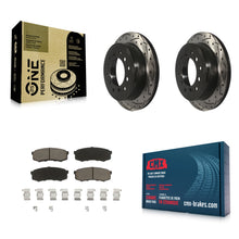 Charger l'image dans la galerie, Rear Drilled Slot Brake Rotors Ceramic Pad Kit For Toyota 4Runner Lexus GX460 FJ