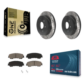 [Rear] 2017-2023 Nissan TITAN Performance Drilled & Slotted Brake Rotor & Ceramic Pads Kit For Max Braking