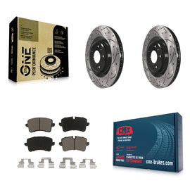 Rear Drill Slot Brake Rotor Ceramic Pad Kit For Audi A6 Quattro A7 Porsche Macan