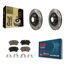Rear Coated Drilled Slot Disc Brake Rotor Ceramic Pad Kit For Audi A7 Quattro A6