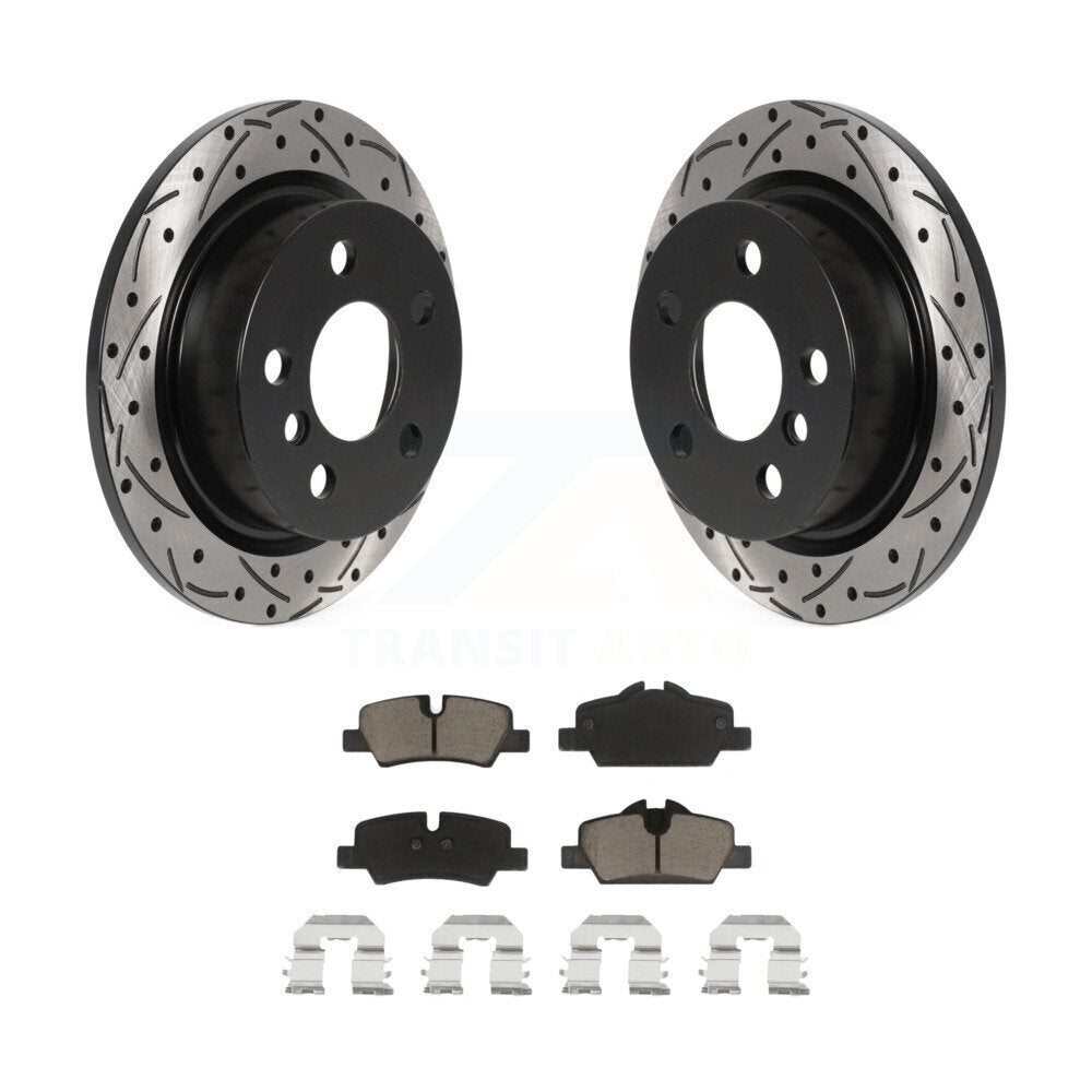 Rear Coated Drilled Slotted Disc Brake Rotor And Ceramic Pad Kit For Mini Cooper