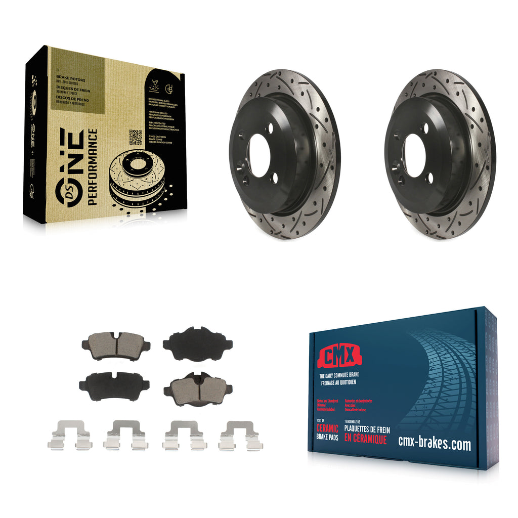 Rear Coated Drilled Slotted Disc Brake Rotor And Ceramic Pad Kit For Mini Cooper