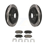 Rear Coated Drilled Slotted Disc Brake Rotors & Ceramic Pad Kit For Cadillac CTS
