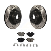 Charger l&#39;image dans la galerie, Rear Coated Drilled Slotted Disc Brake Rotors And Ceramic Pads Kit For BMW X3 X4