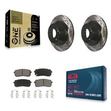 Load image into Gallery viewer, [Rear] 2015-2021 Kia Sedona Performance Drilled &amp; Slotted Brake Rotor &amp; Ceramic Pads Kit For Max Braking