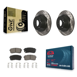 [Rear] 2015-2021 Kia Sedona Performance Drilled & Slotted Brake Rotor & Ceramic Pads Kit For Max Braking