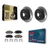 [Rear] 2009-2016 Toyota Venza Performance Drilled & Slotted Brake Rotor & Ceramic Pads Kit For Max Braking