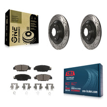 Charger l'image dans la galerie, Rear Coated Drilled Slotted Disc Brake Rotors And Ceramic Pad Kit For Mazda CX-5