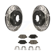 Charger l&#39;image dans la galerie, Rear Coated Drilled Slotted Disc Brake Rotors And Ceramic Pads Kit For Fiat 500