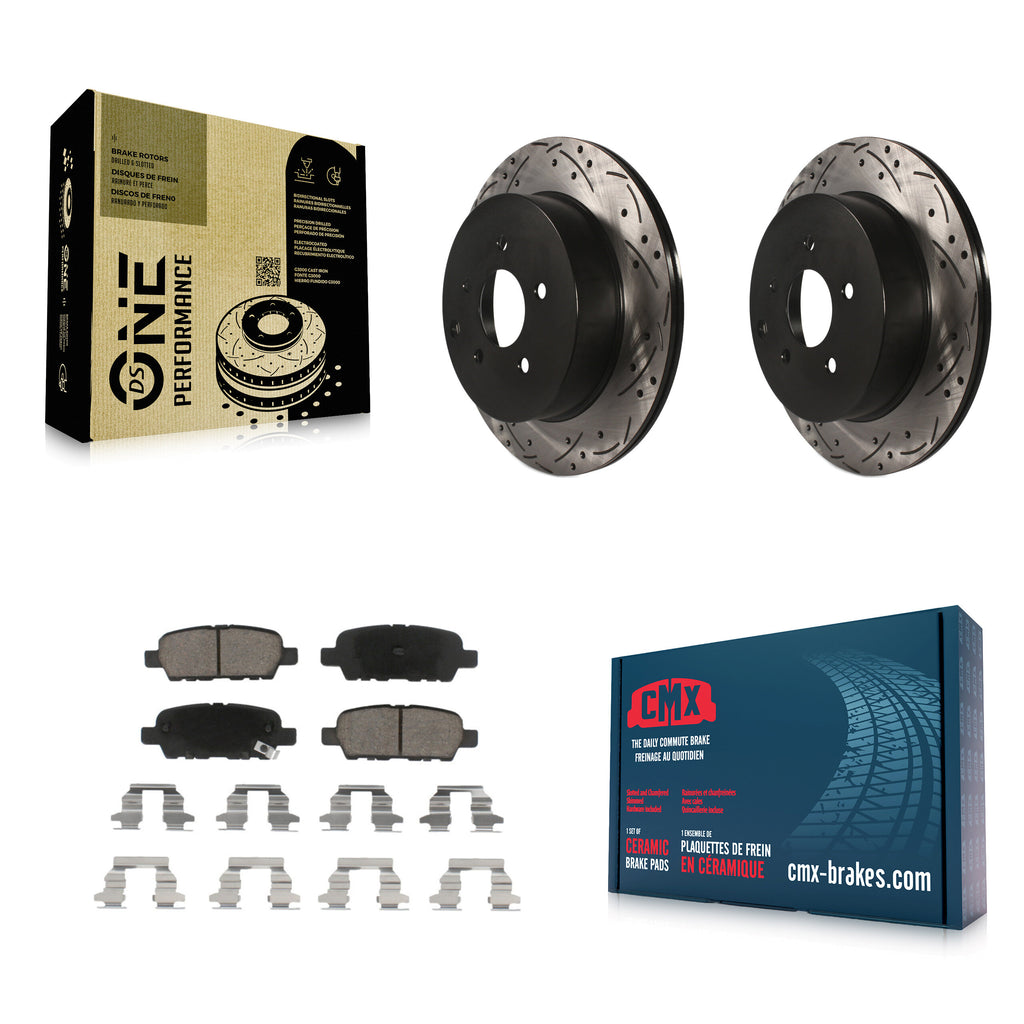 Rear Drill Slot Brake Rotors Ceramic Pad Kit For Nissan Murano INFINITI QX60 Q50